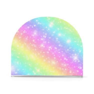 Imagem de Porta-guardanapos de acrílico tie dye arco-íris com glitter, porta-guardanapos quadrado em forma de U, porta-guardanapos pequeno