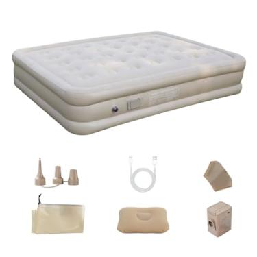 Imagem de Colchão de Ar com Bomba Elétrica Recarregável Integrada - Superfície Flocada Antiderrapante, para Uso em Casa, Viagens e Acampamento (Casal)