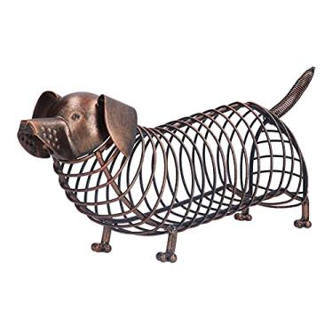 Imagem de Buachois Frasco de cortiça de vinho, suporte de rolha de garrafa em forma de dachshund de 33 x 15 x 9 cm, tanque de armazenamento de cortiça de metal, recipiente de cortiça de vinho, decoração de casa