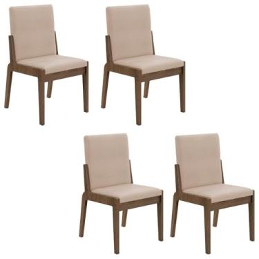 Imagem de Conjunto de 4 Cadeiras Sinfonia com Estofado em Linho Carvalho/creme