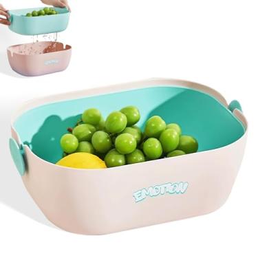 Imagem de Coador e coador de camada dupla, coador de malha de cozinha para lavar frutas, legumes e drenar alimentos