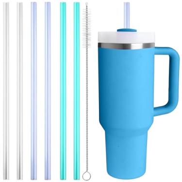 Imagem de Pacote com 6 canudos de substituição para copos Stanley de 1,134 g 850 g, canudos Tritan reutilizáveis com escova de limpeza para Stanley Cup Accessorie