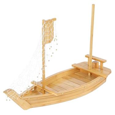 Imagem de LEQC Bandeja de servir barco de sushi de bambu de 90 cm – Prato de sushi extra grande e placa de exibição, estilo barco de madeira japonês para sushi, sashimi, festa de frutos do mar, prato de servir