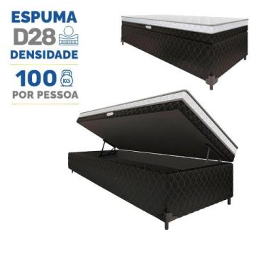 Imagem de Cama Box Baú Conjugada de Espuma D28 Nappoli Solteiro 88 cm - Lucas Co