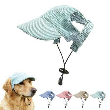 Imagem de Boné de beisebol para animais de estimação com orifícios de orelha - chapéu de viseira de sol multicolorido para cães e gatos, chapéu de praia de verão e outono para cães e gatos (verde, P)