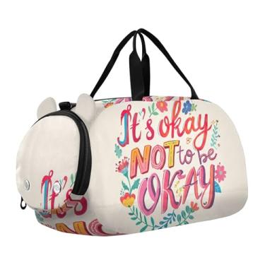 Imagem de Linda bolsa esportiva de Natal com gnomo de neve para meninos durante a noite, bolsa de viagem para crianças, Frase colorida floral, Clássico