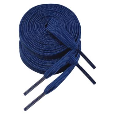 Imagem de VGUBLG 2 pares de cadarços para tênis com 8 mm de largura e cadarço plano para crianças e adultos, Azul, 32"(80CM)