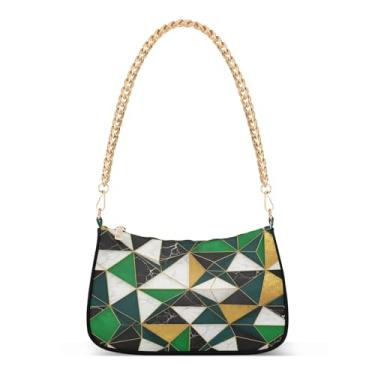 Imagem de Bolsa de ombro xadrez colorida geométrica, bolsa feminina Hobo média, bolsa clutch moderna para todos os dias ou à noite