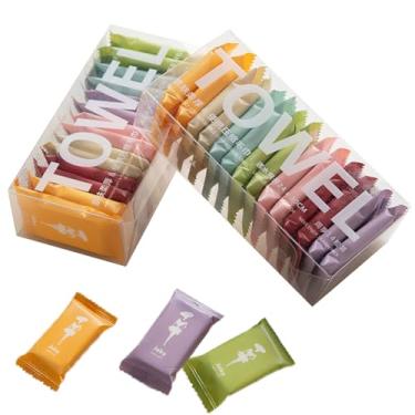 Imagem de LOUIIX Toalha de rosto comprimida descartável, 28 peças de tabletes de toalha comprimidas portáteis, toalhas descartáveis superabsorventes mais grossas para viagens, acampamento, caminhada, salão de