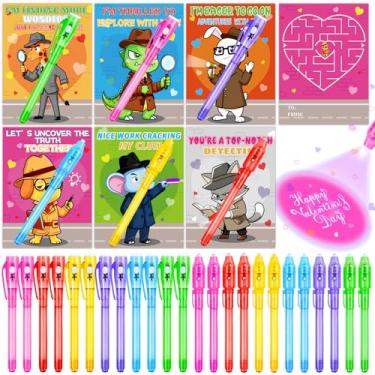 Imagem de Zenoble 24 Pack Valentines Day Cards for Kids with Invisible Ink Pens, Valentines Magic Spy Pen Gifts for School Classroom Exchange Rewards Party Favors Prizes