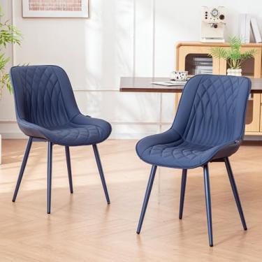 Imagem de YOUNIKE Conjunto de 2 cadeiras de jantar com encosto alto, cadeiras modernas de cozinha e sala de jantar de meados do século, couro sintético, estofada, ampla, cadeira, confortável, acolchoada, para