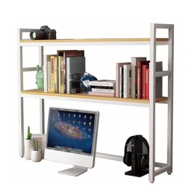 Imagem de Estante de mesa de 2 camadas para mesa de computador - estante de mesa de metal ajustável, suporte organizador de bancada de mesa, prateleira de armazenamento de mesa aberta, para escritório/cozinha