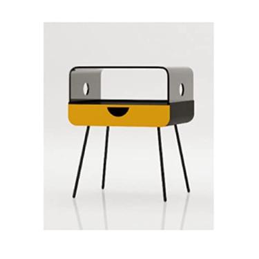 Imagem de Mesa lateral quadrada acrílica quarto cabeceira gaveta armário sala de estar sofá decoração lateral pequena mesa de centro mesa de canto moderna mesa final (cor: 1) (latão)