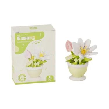 Imagem de Caixa De Presente Com Flores De Rosa, Modelo De Blocos De Montar Tulip