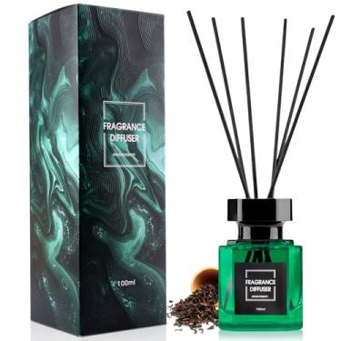 Imagem de Conjunto de difusor de palheta - 100 ml - Difusor de perfume de chá preto com 5 palitos - Fragrância doméstica de longa duração - Aromatizador de ar para prateleira, banheiro, decoração de quarto