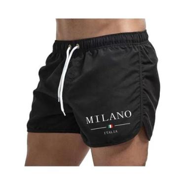Imagem de Bermuda Masculina Leve De Secagem Rápida Para Verão, Estampa Urbana, P