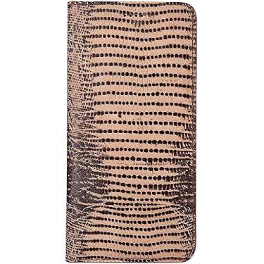 Imagem de CYSUE Capa de telefone flip magnética [porta-cartão], para Apple iPhone 14 Case 6,1 polegadas 2022 couro à prova de choque fólio padrão lagarto capa [suporte] (cor: cáqui)