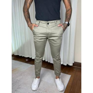 Imagem de Calças Sport Fino Skinny Masculina Bolso Faca - Next Jeans, Caqui, 46