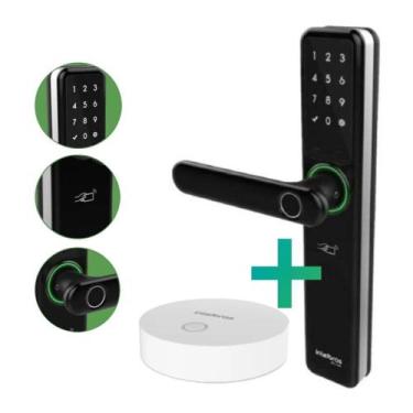 Imagem de Fechadura Smart Embutir C/ Maçaneta Intelbras IFR7000+ Preto, Preto