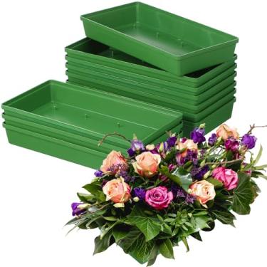 Imagem de Toyvian Bandejas de Espuma Floral para Arranjos de Flores, Conjunto de 10 Unidades. Bandejas Retangulares de Espuma Floral, Suportes para Arranjos de Flores, Suprimentos de Plástico Verde para