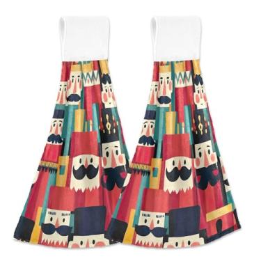 Imagem de Blueangle 2 peças de toalhas de gravata penduradas em formato de quebra-nozes de desenho animado toalha de mão toalha de mão absorvente de veludo coral macio pano para cozinha e banheiro (359)