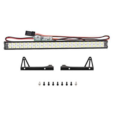 Imagem de CUOFYUNL Barra de luzes LED para carro de controle remoto com suporte em forma de L 147 mm / 5,8 pol. Farol de luz de teto de metal 48LEDs Substituição de luz para Axial SCX -4-6