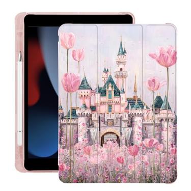 Imagem de BlHMCASE Cute Flower Castle para iPad (A16) 11ª geração 2025, para iPad 10ª geração, capa de 10,9 polegadas 2022 com suporte para lápis, hibernar/despertar automático, capa traseira de TPU macio de