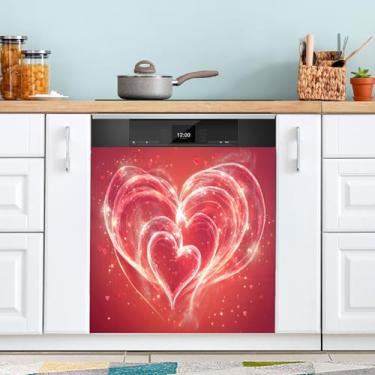 Imagem de ATTX Capa magnética para lava-louças Dia dos Namorados | Adesivo decorativo de eletrodomésticos de 58 x 66 cm para armários domésticos e eletrodomésticos #165