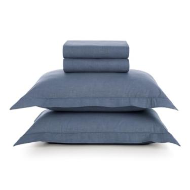 Imagem de Karsten, Kit Jogo De Lençol Karsten 4 Peças Cama Queen Tesso 100% Algodão Cor:Marinho