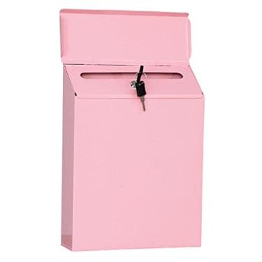Imagem de WeiLaiKeQi Caixa de Correio Vertical de Ferro com Fechadura, para Chaves, Documentos E Jornais, Ideal para Porta de Entrada Ou Escritório, Rosa, Tamanho real