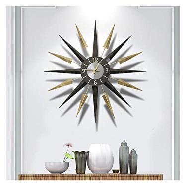Imagem de WHLBD Relógios de parede grandes decorativos, grande, 71 cm, redondo, silencioso, operado por bateria, relógio de metal para casa, sala de estar, cozinha, preto