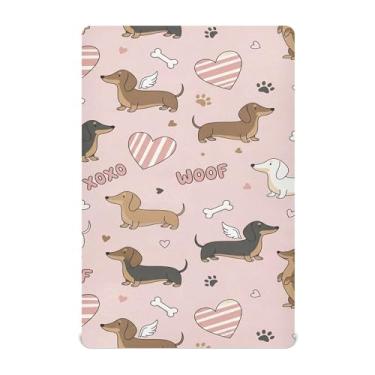 Imagem de SEHANY Lençol de berço de cachorro fofo para meninos e meninas, macio, respirável, elástico, lençol com elástico padrão para bebês de 71 x 132 cm