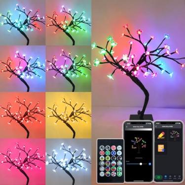 Imagem de Árvore de cerejeira de LED inteligente – bonsai iluminado para mesa de 40 polegadas, alimentado por USB, 40 LEDs que mudam de cor com controle de aplicativo, sincronização de música, temporizador