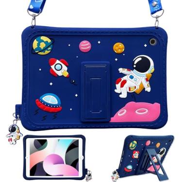 Imagem de YeaQuelior Capa infantil para iPad 9ª/8ª/7ª geração de 10,2 polegadas (2021/2020/2019)/iPad Air 3 10,5 polegadas 2019/Pro 10,5 polegadas 2017, à prova de choque, com desenho de silicone e alça de