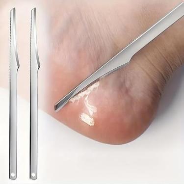 Imagem de Removedor de calos de aço inoxidável, 2 peças, multifuncional, raspador de pele morta, lixa de unha para pedicure, casa, spa, faça você mesmo, cuidados com os pés, prata