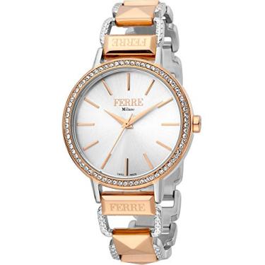 Imagem de Ferre Milano Relógio feminino clássico de quartzo com pulseira de aço inoxidável, multicolorido, 16 (modelo: FM1L173M0101)