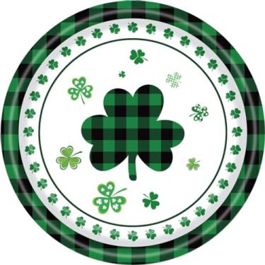 Imagem de ASVNRES Peças de pratos e guardanapos do Dia de São Patrício para 16 convidados, kit de utensílios de mesa descartáveis para festas de aniversário e chá de bebê, 18 cm