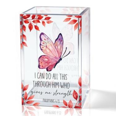 Imagem de QYUVK Porta-lápis de acrílico Trust The Journey, presentes inspiradores para colegas de trabalho, porta-canetas engraçadas de tartaruga marinha para mulheres e meninas, copo de lápis para mesa