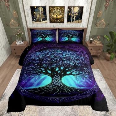 Imagem de Castle Fairy Conjunto de edredom Queen Tree of Life, arte roxa de microfibra super macia, para meninas, meninos, estilo exótico, boêmio, conjunto de edredom decorativo