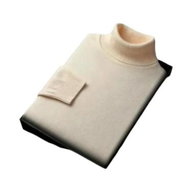 Imagem de Suéter Masculino De Tricô Gola Alta Quente Manga Longa Respirável Pulô