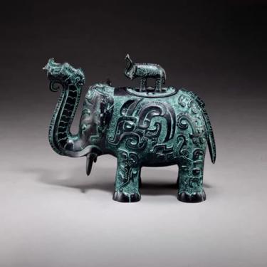 Imagem de FENNYYAR Bronze Ware Elefante Ornamento de Bronze Antigo, 18 cm, Decoração de Mesa de Sala de Estar de Escritório