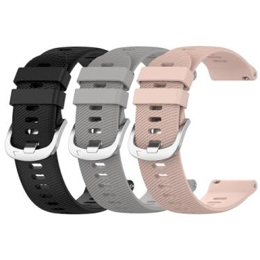 Imagem de Harikiri Pacote com 3 pulseiras de 18 mm compatíveis com Garmin Venu 3S/2s/Vivoactive 4S/3S/Active S, pulseira esportiva de silicone ajustável para Huawei Watch GT 6 de 41 mm/5 Pro de 42 mm, Fossil