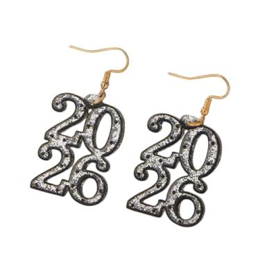 Imagem de Brincos de feliz ano novo para mulheres com glitter 2026 letras acrílicas pingente brinco de gota presentes de Ano Novo presentes de Natal para festas festivas, Small, Acrílico, Sem pedra preciosa