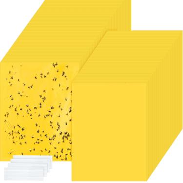 Imagem de Qualirey Armadilhas adesivas amarelas de 15 x 20 cm para plantas, armadilha adesiva dupla face para mosquitos com laços torcidos, armadilhas adesivas para plantas, frutas, moscas, amarelas, para