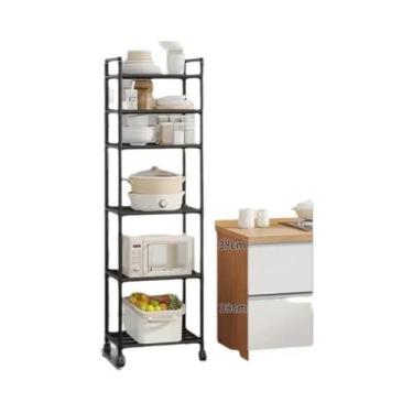 Imagem de Prateleira De Armazenamento Metálica Móvel Com Rodas, Organizador De A