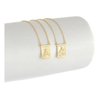 Imagem de Escapulário Ouro 18k Grumet Medalhas 12x9 Dupla Face 60 Cm - JOIE JOIA
