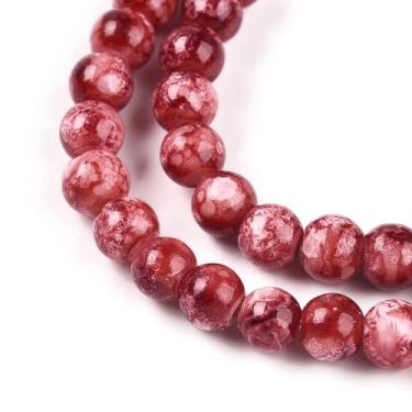 Imagem de 100 peças de vidro de jade imitação de 4 mm contas redondas tijolo fogo contas de vidro rachado contas espaçadoras lisas e soltas para brincos faça você mesmo, colar, pulseira, fabricação de joias