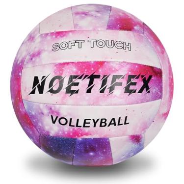 Imagem de Noetifex Voleibol de couro PU macio, tamanho oficial 5, vôlei impermeável para uso interno e externo espesso para praia, piscina, academia e jogos, com bomba