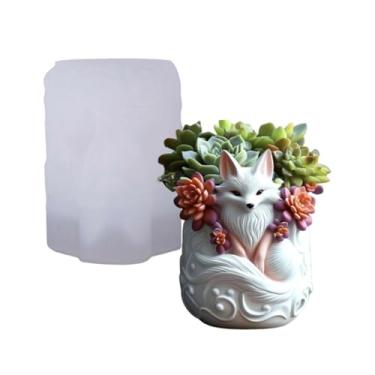 Imagem de Molde de silicone feito à mão em forma de raposas criativas para fazer velas de arte em resina, vasos de plantas decorativos, projetos de artesanato