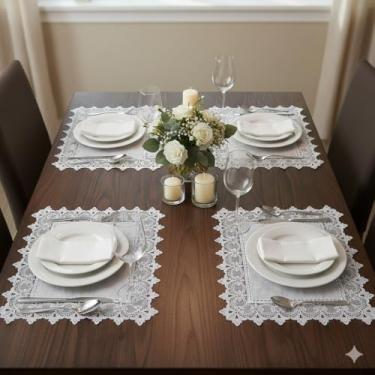 Imagem de Jogo Americano Retangular Com Renda 35x50Cm Kit 6 Peças